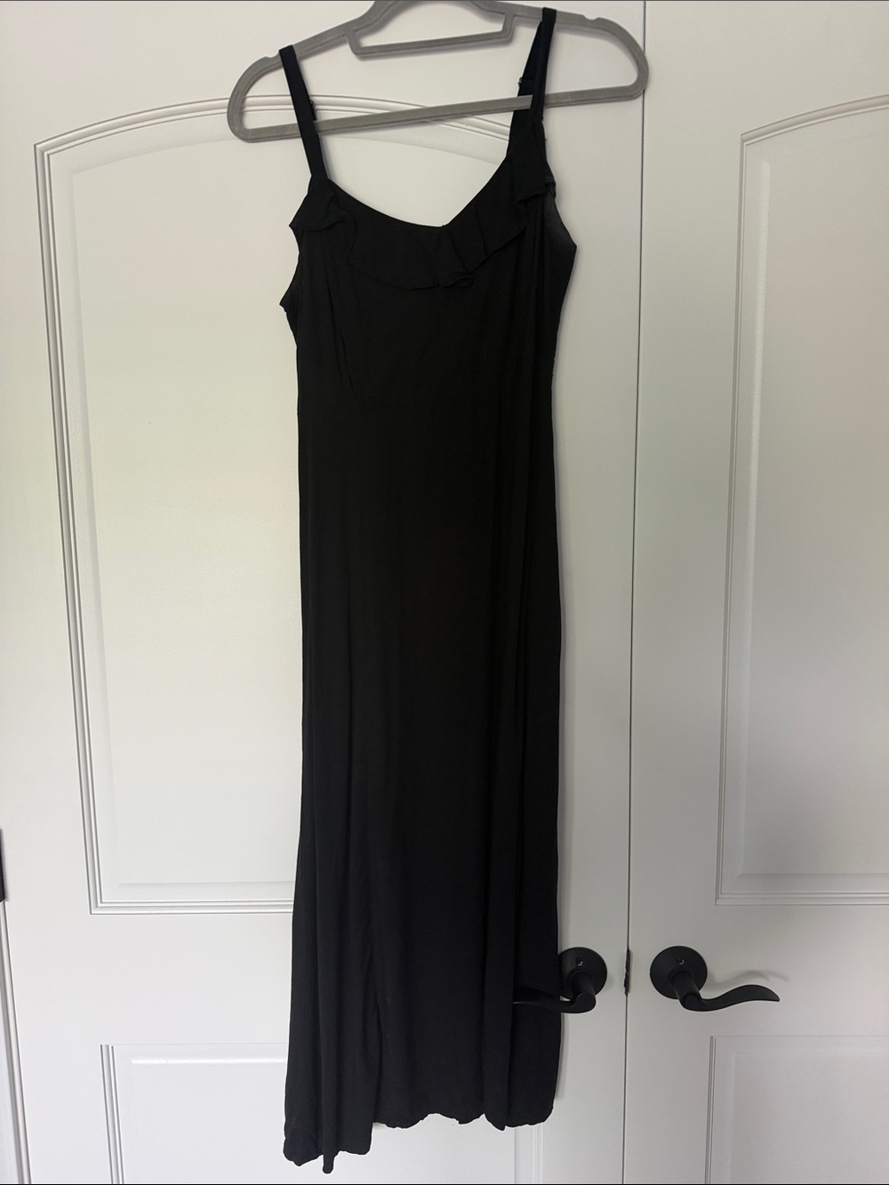 Old Navy Black Maxi Slip Dress with Ruffle Detail